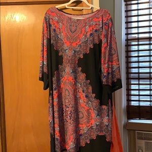 Black print above knee dress